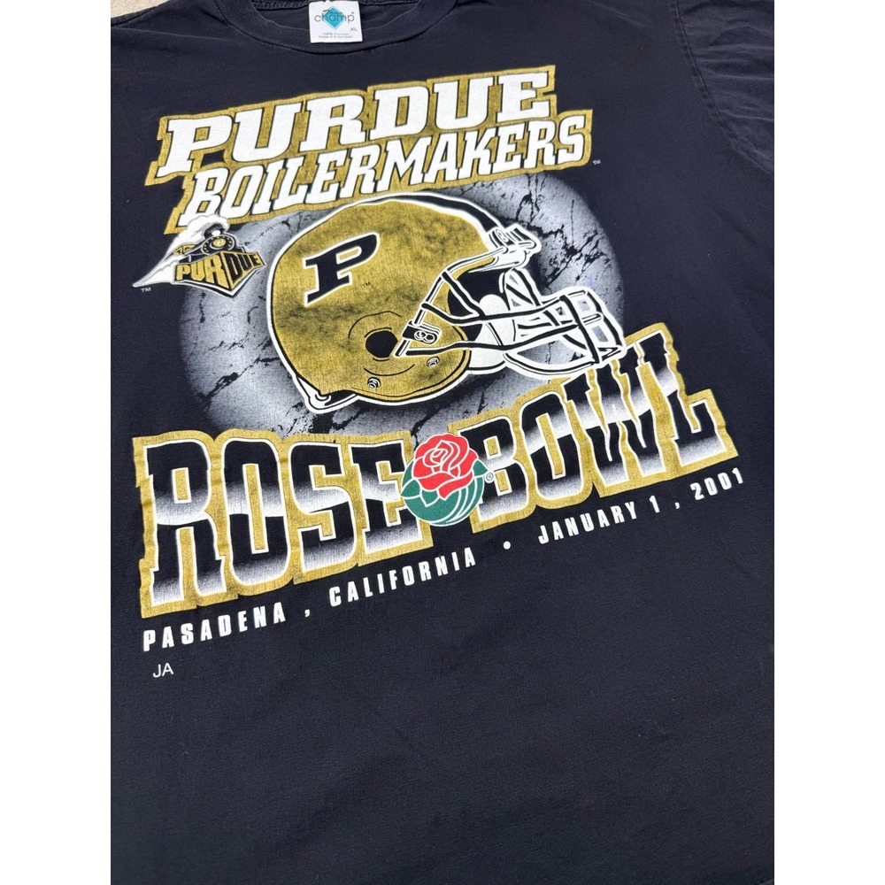 Vintage Purdue Boilermakers 2001 Rose Bowl T-Shirt Mens XL Black Team Champ NCAA - Picture 4 of 7